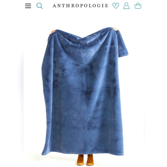 🏠Anthropologie Sophia blanket throw slate blue EUC - Picture 2 of 10
